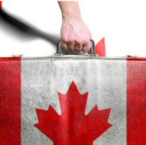 Suitcase with Canada flag